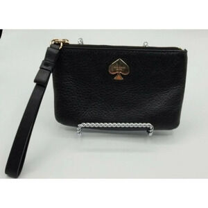 Kate Spade Black Pebble Leather Small Zip Wristlet